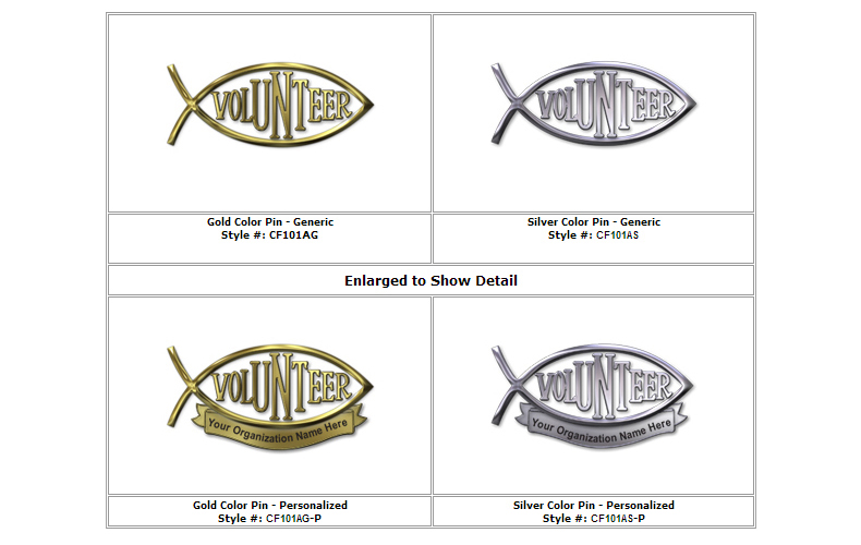 Christian Volunteer Pin Generic & Personalized